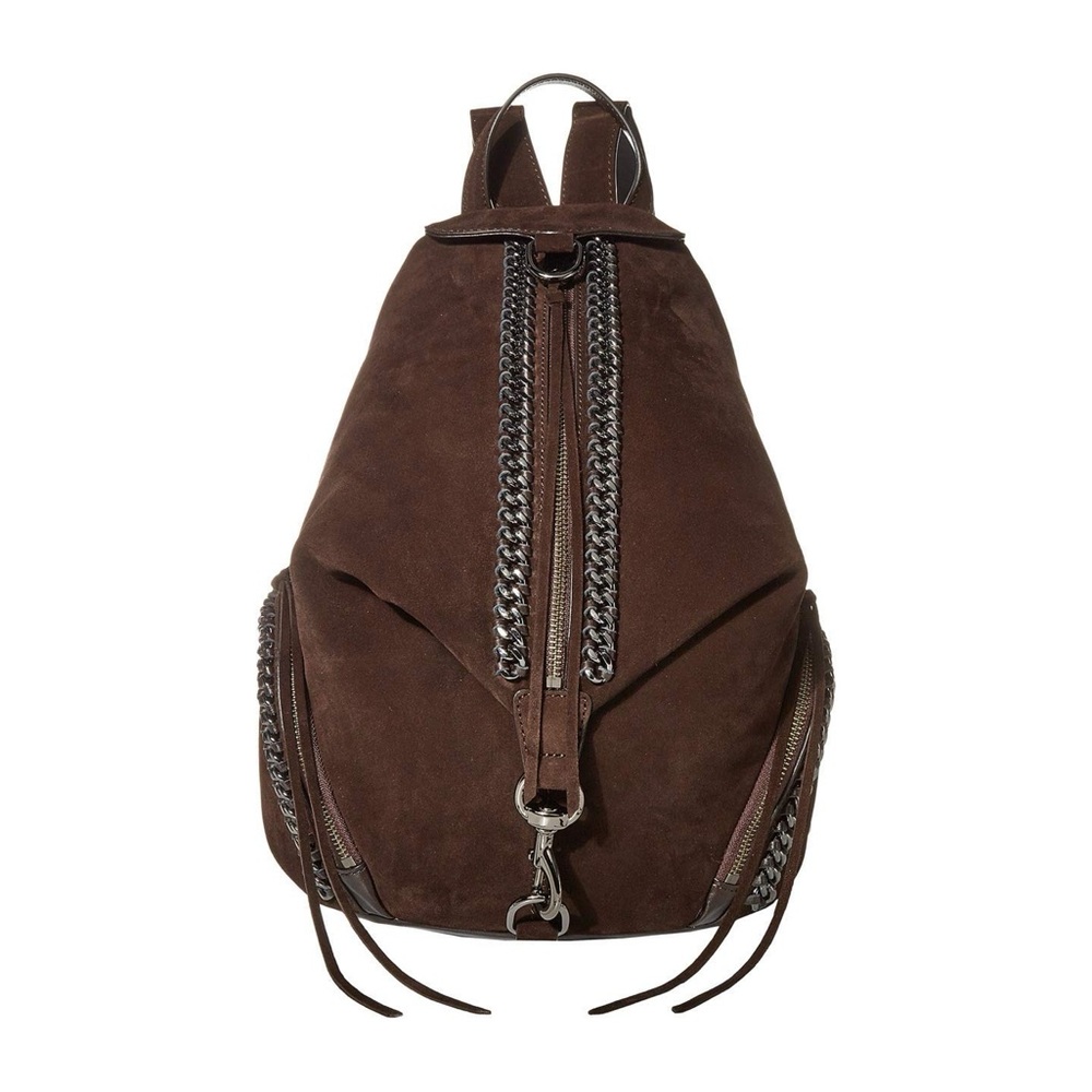 Rebecca Minkoff Julian Brown Suede Convertible Backpack with Chain Detail